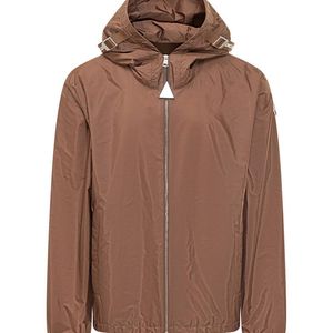 Moncler Brown Solid Hood Jacket for men