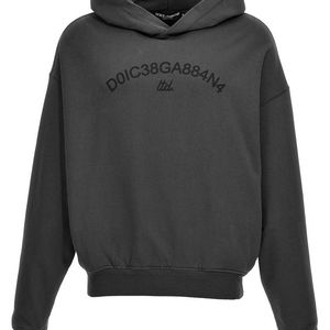 Dolce & Gabbana Grey Logo Print Hoodie for men
