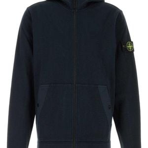 Stone Island Blue Dark Relaxed Zip Up Hoodie for men