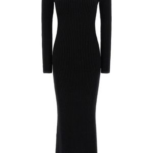 Max Mara Black Ribbed Off Shoulder Maxi Dress