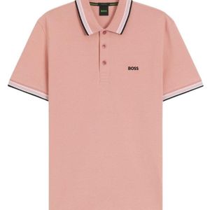 Boss Pink Single Solid Shirt Collar Polo for men