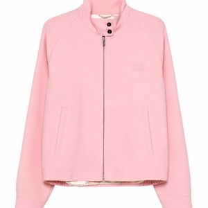 Miu Miu Pink Solid Mandarin Collar Jacket