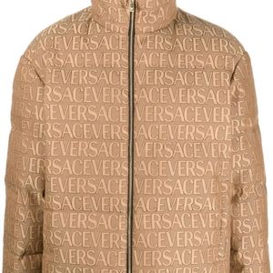 Versace Natural Jacquard Logo Pattern Down Jacket for men