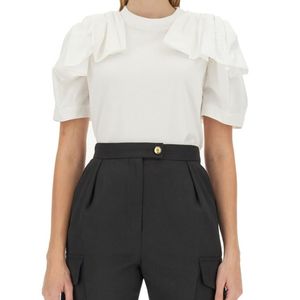 McQueen White Solid Crew Neck T-Shirt