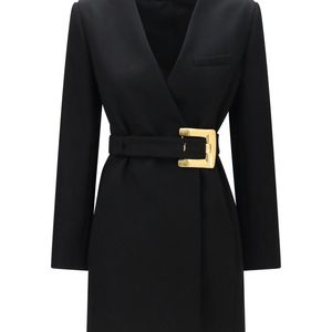 Balmain Black Solid V Neck Blazer