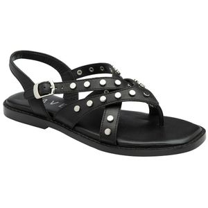 Ravel Black 'Myton' Leather Flat Sandals