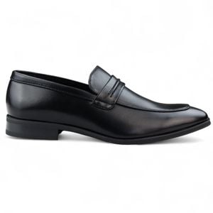 Infinity Leather Black Slip-On Loafers Leather Lined Smart Shoes for men