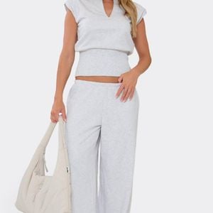 EGO White Wide Leg Low Rise Joggers