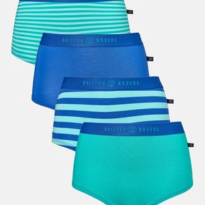 British Boxers Blue Pack Of Four "Seagreen" Bamboo Hipster Boxer Briefs