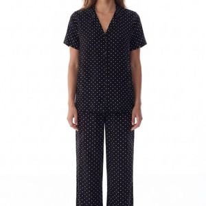 Penti Blue Polka Dot Short Sleeve Shirt Pants Pajama Set