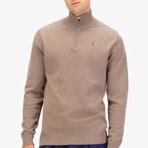 Luke 1977 Blue Pretender Quarter Zip Knitted Jumper for men