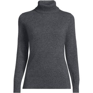 Lands' End Grey Petite Cashmere Roll Neck Jumper