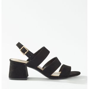 Miss Selfridge Sienna Black 3 Strap Heeled Sandals