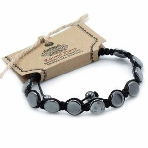 KDMD Metallic Magnetic Hematite Shamballa Bracelet
