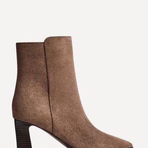 Linzi Brown Thorn Suede Stacked Block Heel Ankle Boot