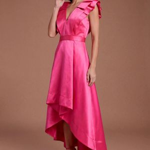 Coast Pink Frill Sleeve V Neck Midi Dress