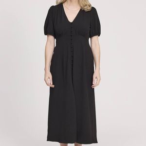 Finery London Black Robyn Button Through Midi Dress