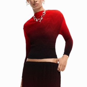 Desigual Red Gradient Blouse, Polyester