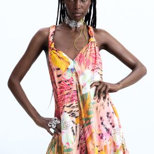 Desigual White Tropical Short Jumpsuit, Viscose