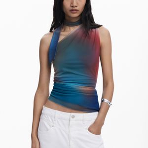 Desigual Blue Knot Neckline T-Shirt, Polyester