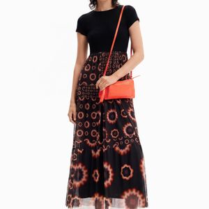 Desigual Black Geometric Combination Midi Dress