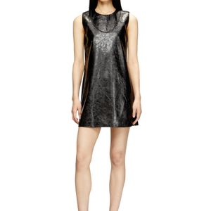 DIESEL Black Coated Mini Dress With Embossed Oval D