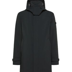 Peuterey Black Three-Layer Weather-Resistant Trench Coat With Detachable Hood for men