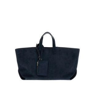 A.P.C. Blue Shopper Bag Suede Calfskin Handbags