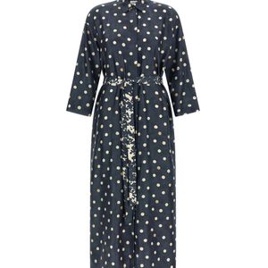 Max Mara Blue Leva Polka-Dot Silk Twill Shirt Dress