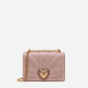 Small Devotion Crossbody Bag In Quilted Nappa Leather di Dolce & Gabbana in Rosa