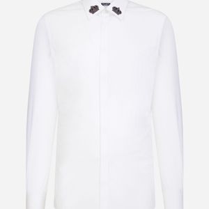 メンズ Dolce & Gabbana ホワイト クラウン カラー シャツ