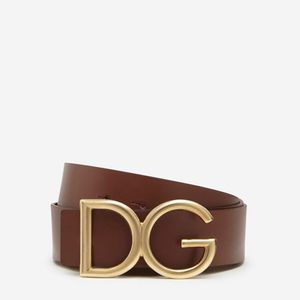 メンズ Dolce & Gabbana ブラウン And ゴールド Dg ロゴ ベルト