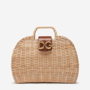 Dolce & Gabbana Natur Dg Amore Bag In Wicker And Cowhide