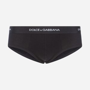 メンズ Dolce & Gabbana ブラック リブ ジャージ ボクサー ブリーフ