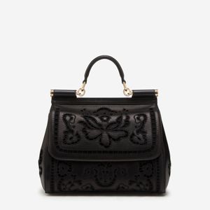 Medium Sicily Handbag In Nappa Leather With Cut Out Details Dolce & Gabbana de color Negro