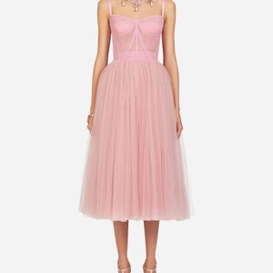 Dolce & Gabbana Pink Ballerina Longuette-Kleid Aus Tüll
