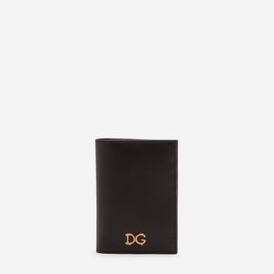 Dolce & Gabbana Schwarz Calfskin Passport Holder With Baroque D&G