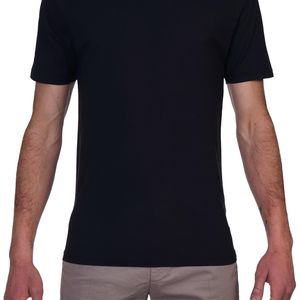 Alpha Studio Black Round Half Sleeve Cotton Crepe Au6020C 3024 Nero for men