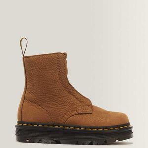 Dr. Martens Brown Zebzag Laceless Warm Lined Slip On Nubuck Boots