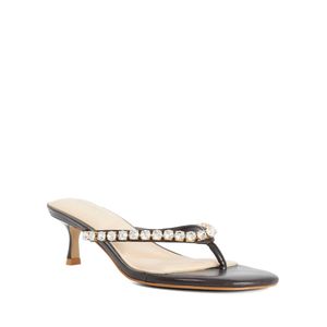 Dune Metallic Mimis Leather Jewel Strap Kitten Heel Thongs