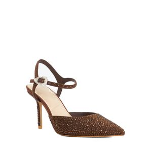 Dune Brown Compliments Embellished Pointed-Toe Heels