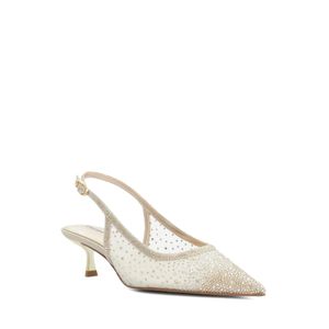 Dune White Cirelle Embellished Slingback Court Shoes