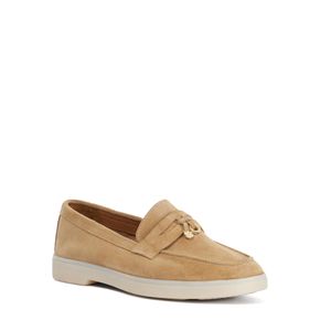 Dune Natural Grinning Suede Slip On Loafers