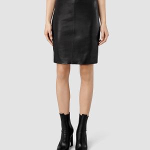 AllSaints Black Lucille Leather Skirt