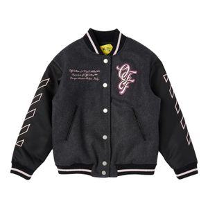 Off-White c/o Virgil Abloh Black Kids Patch Varsity Jacket