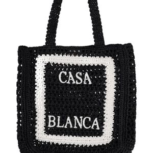 Casablanca Black Crocheted Tote Bag