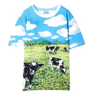 Moschino Blue T-Shirt Con Stampa