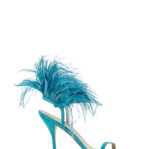 Stuart Weitzman Blue Feather Detail High Heel Sandal