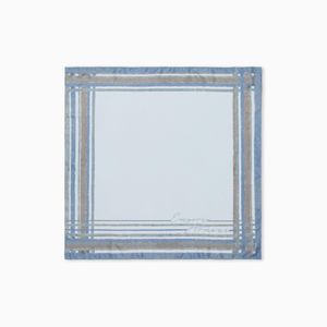 Emporio Armani Blue Pure Silk Foulard With A Frame Print