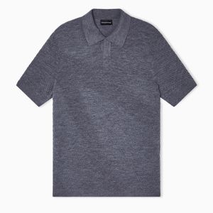 Emporio Armani Blue Polo Shirt-Collar Jumper for men